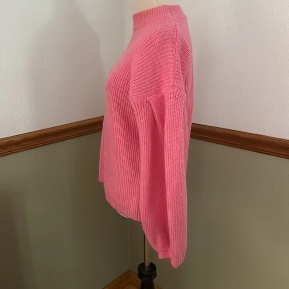 En Crème Pink Balloon Sleeve Cardigan Sweater Large - Picture 5 of 9